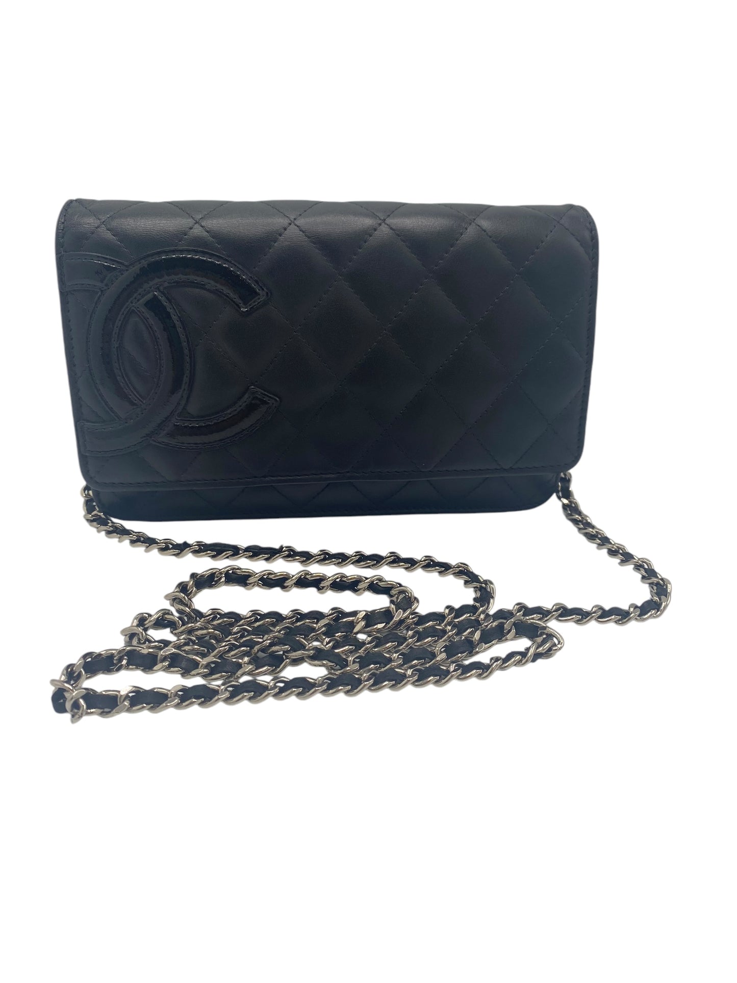 Chanel Black Leather Cambon Wallet on Chain WOC Crossbody Bag Clutch