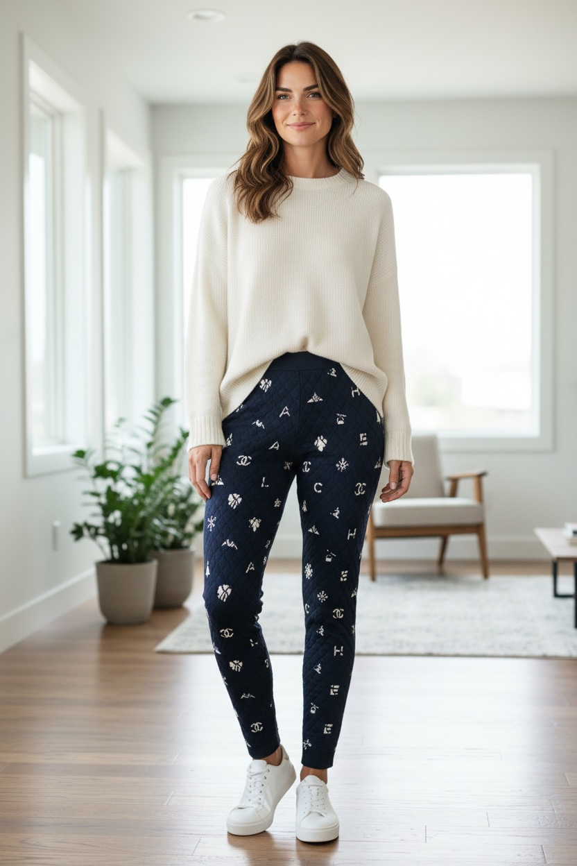 Chanel 2019 Coco Niege Après-ski Ski Motif Leggings Pants FR 38