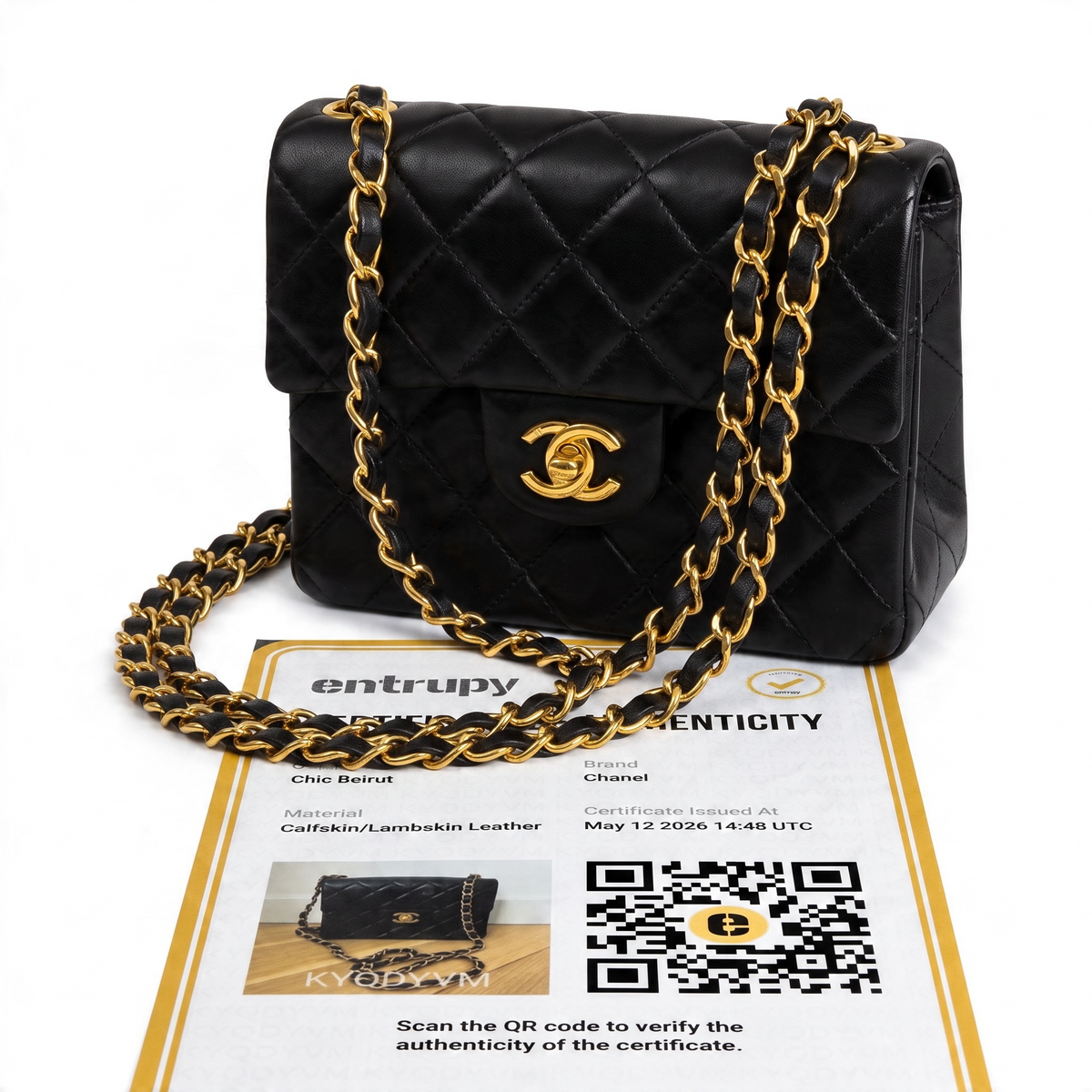 Vintage Chanel Black Quilted Lambskin Mini Square Timeless Classic Flap Bag 24K GHW