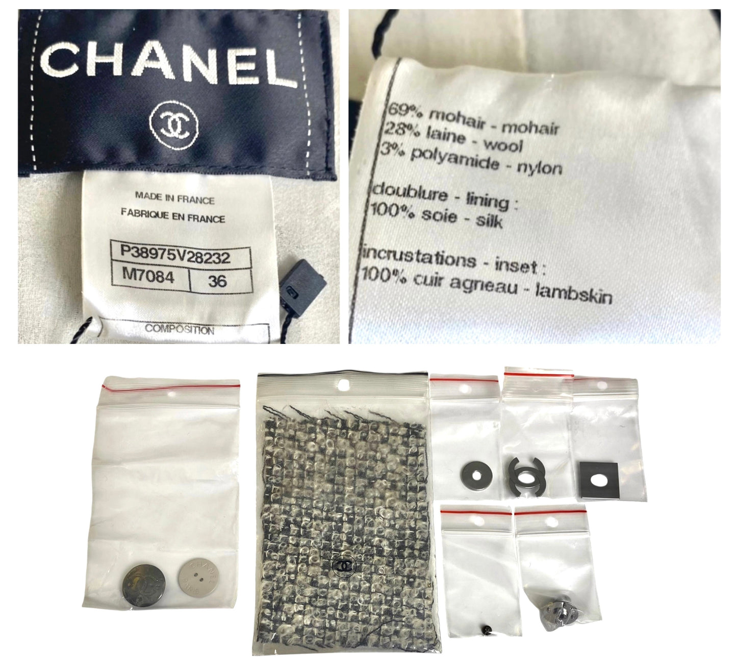 Chanel 10A Shanghai Shearling Tweed CC Grey Black Jacket Coat FR 36