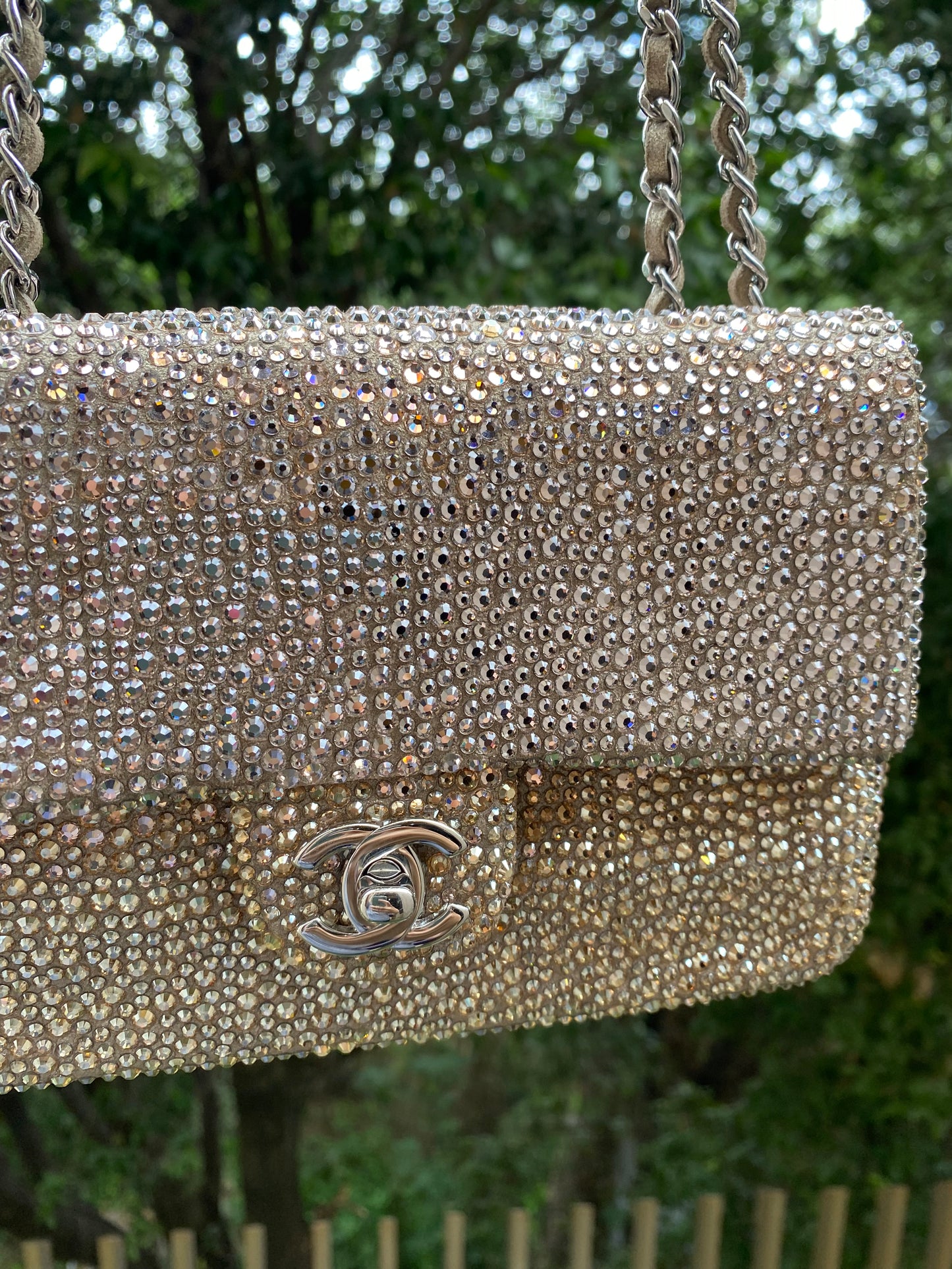 Chanel 2015 Swarovski Crystals Mini Square Classic Flap Bag