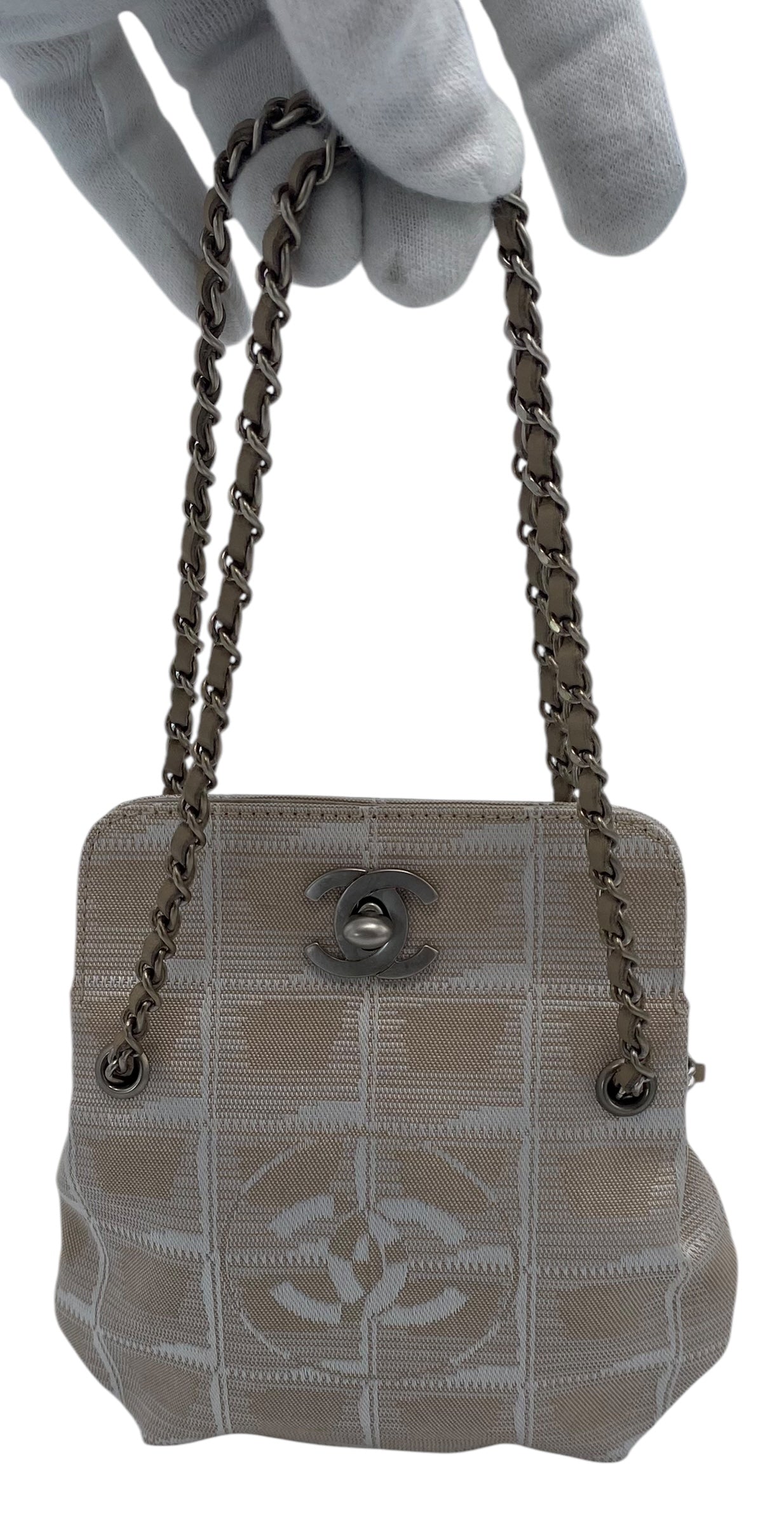 Vintage Chanel Extra Mini Beige Canvas CC Travel Ligne Bag