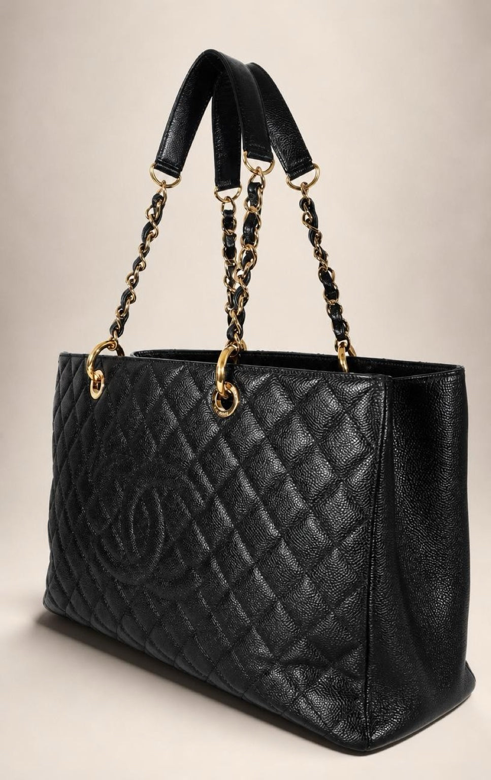 Chanel Black XL 40cm Caviar Quilted Grand Shopping Tote GST GHW