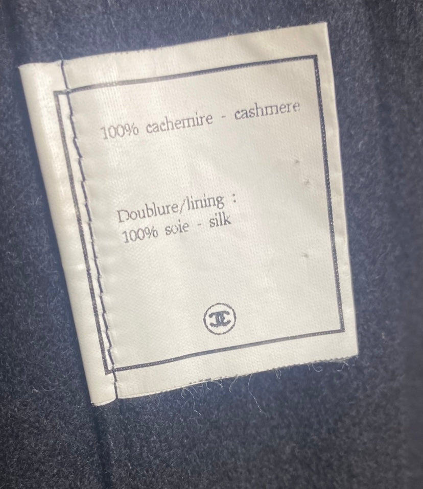Chanel Vintage 94A Black Oversized Cashmere Long Jacket Coat FR 36