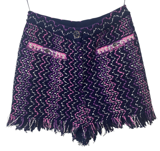 Chanel 21P Multicolor Tweed Fringe Shorts FR 36