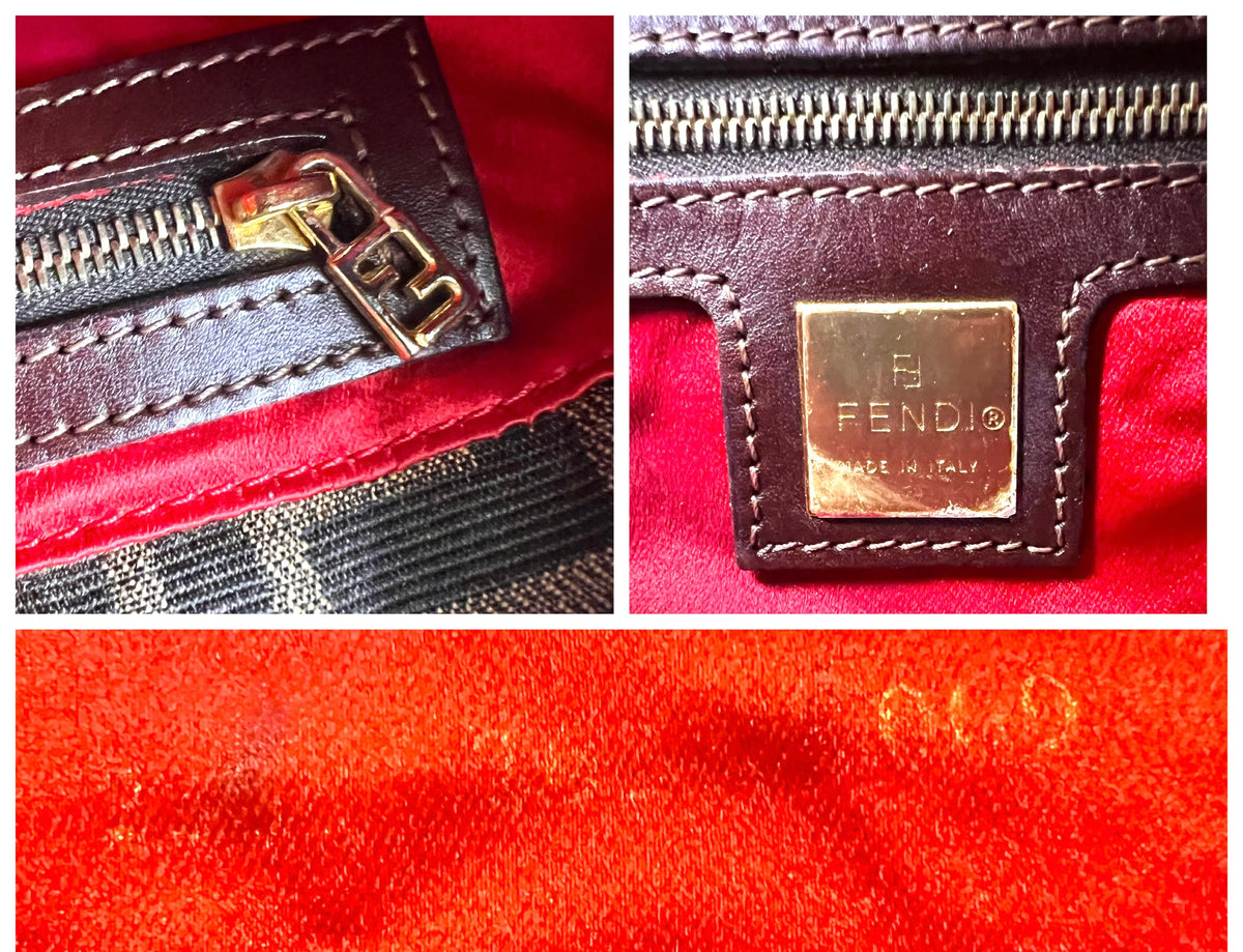 Vintage FENDI Garden Floral Embroidered Beaded Pony Hair Zucca FF Mamma Baguette Bag