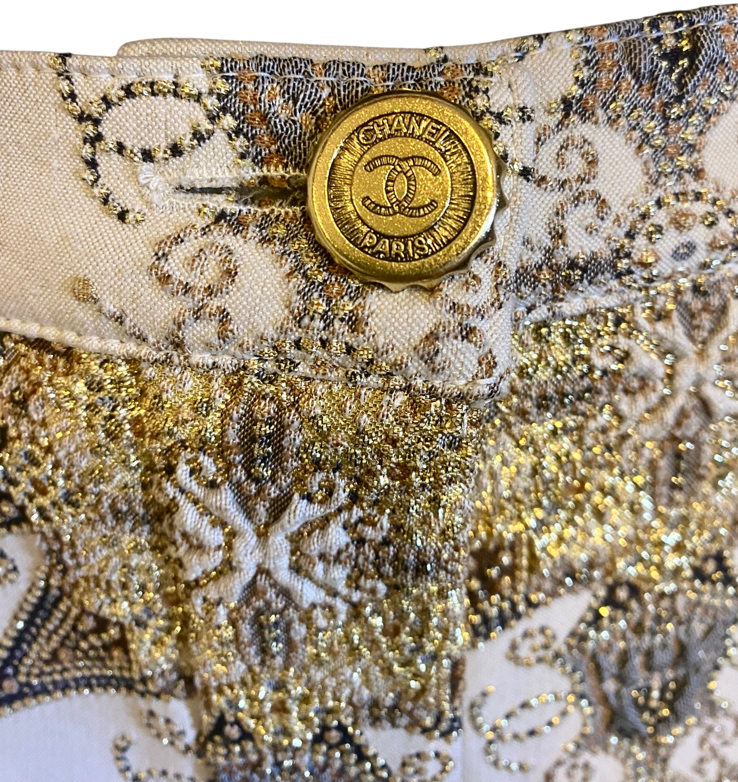 Chanel 06P CC Metallic Gold Beige Camisole & Shorts SET FR 38
