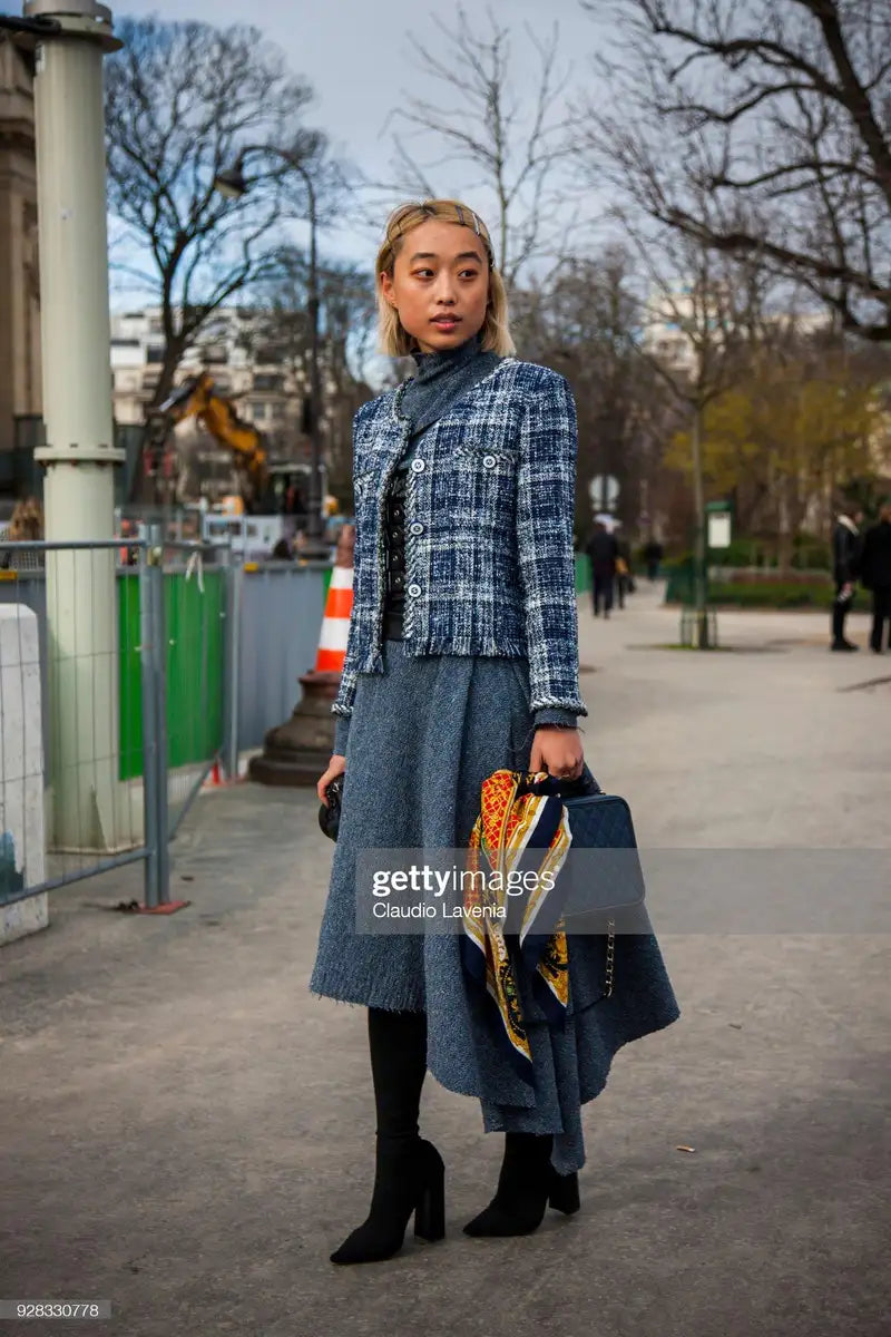 CHANEL 18P BLUE FANTASY TWEED LESAGE JACKET FR 42