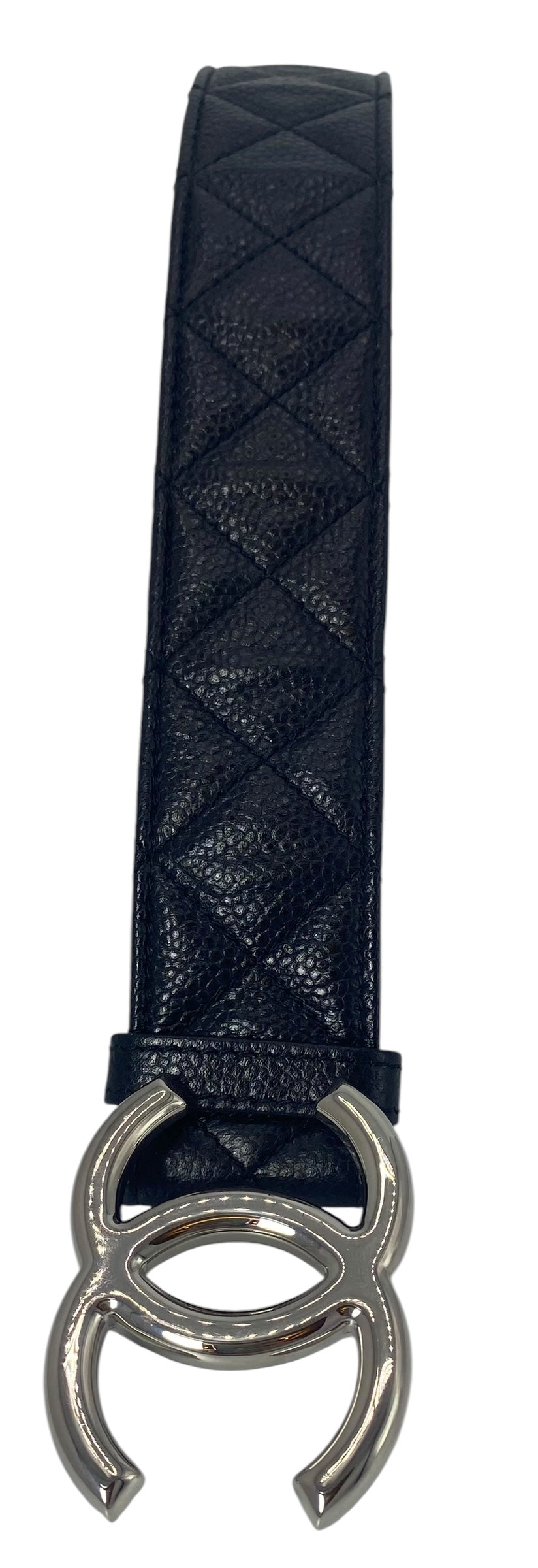 Chanel Black Caviar Leather Quilted Belt Size 90/36