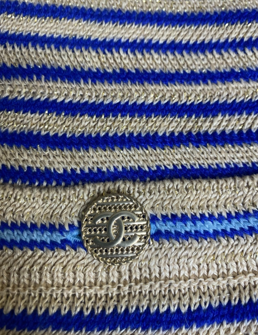 Chanel 19C La Pausa Striped Cardigan Jacket Skirt SET FR 42/44