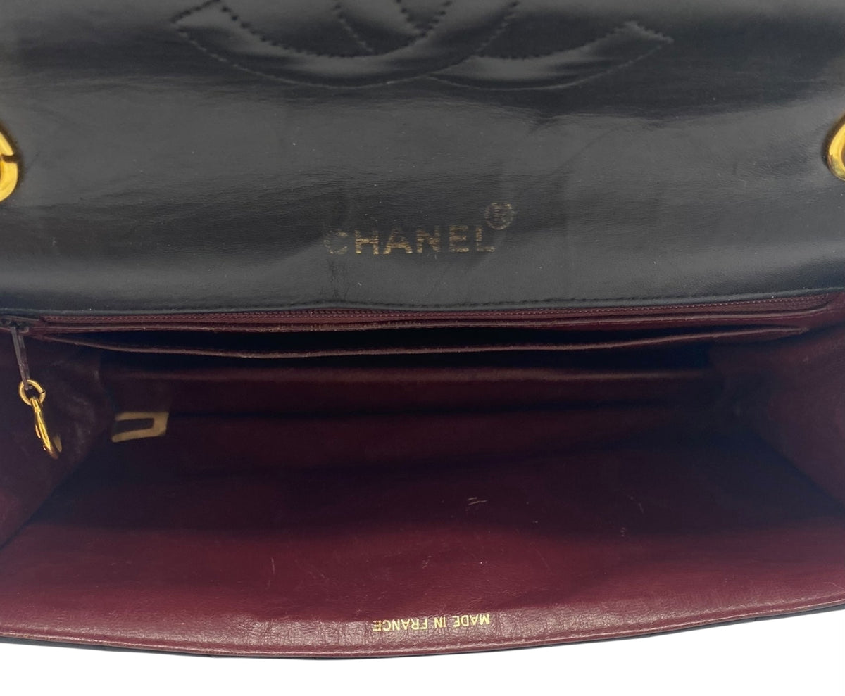 Vintage Chanel 90’s Medium Black Chevron Lambskin Crossbody Flap Bag 24K GHW