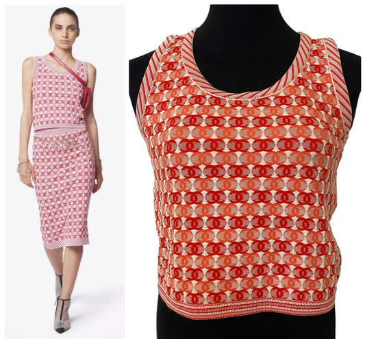 Chanel 19P CC Logo Sleeveless Crop Top Blouse FR 42