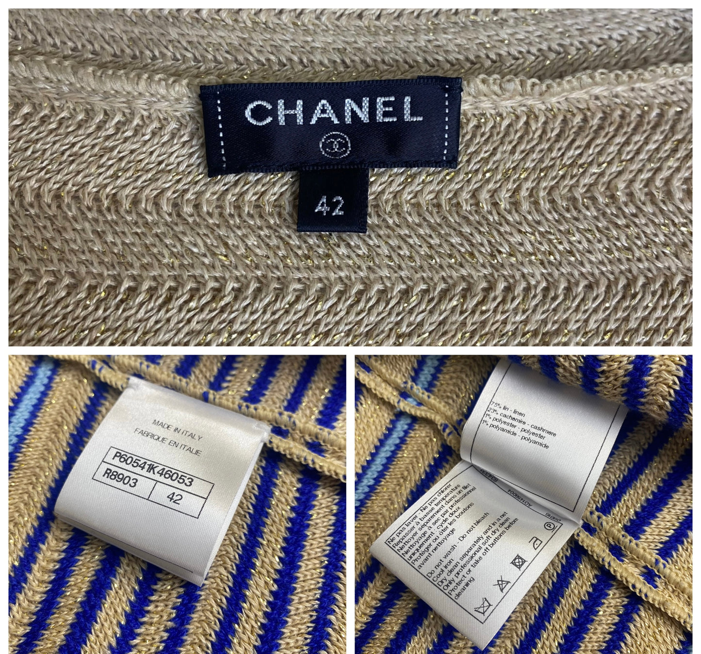 Chanel 19C La Pausa Striped Cardigan Jacket Skirt SET FR 42/44