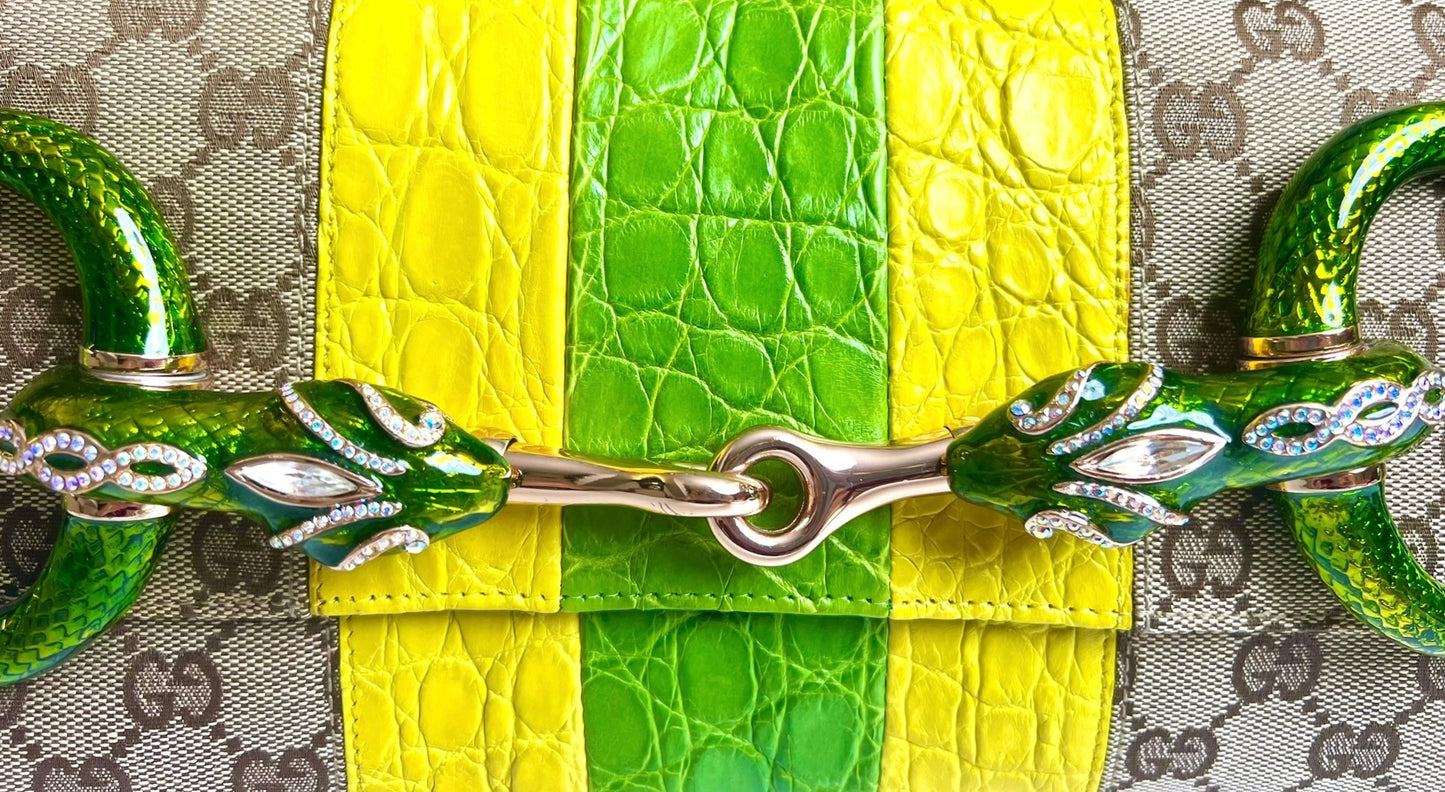 GUCCI Ultra Collectible Croc Horsebit Serpent Large Clutch Bag