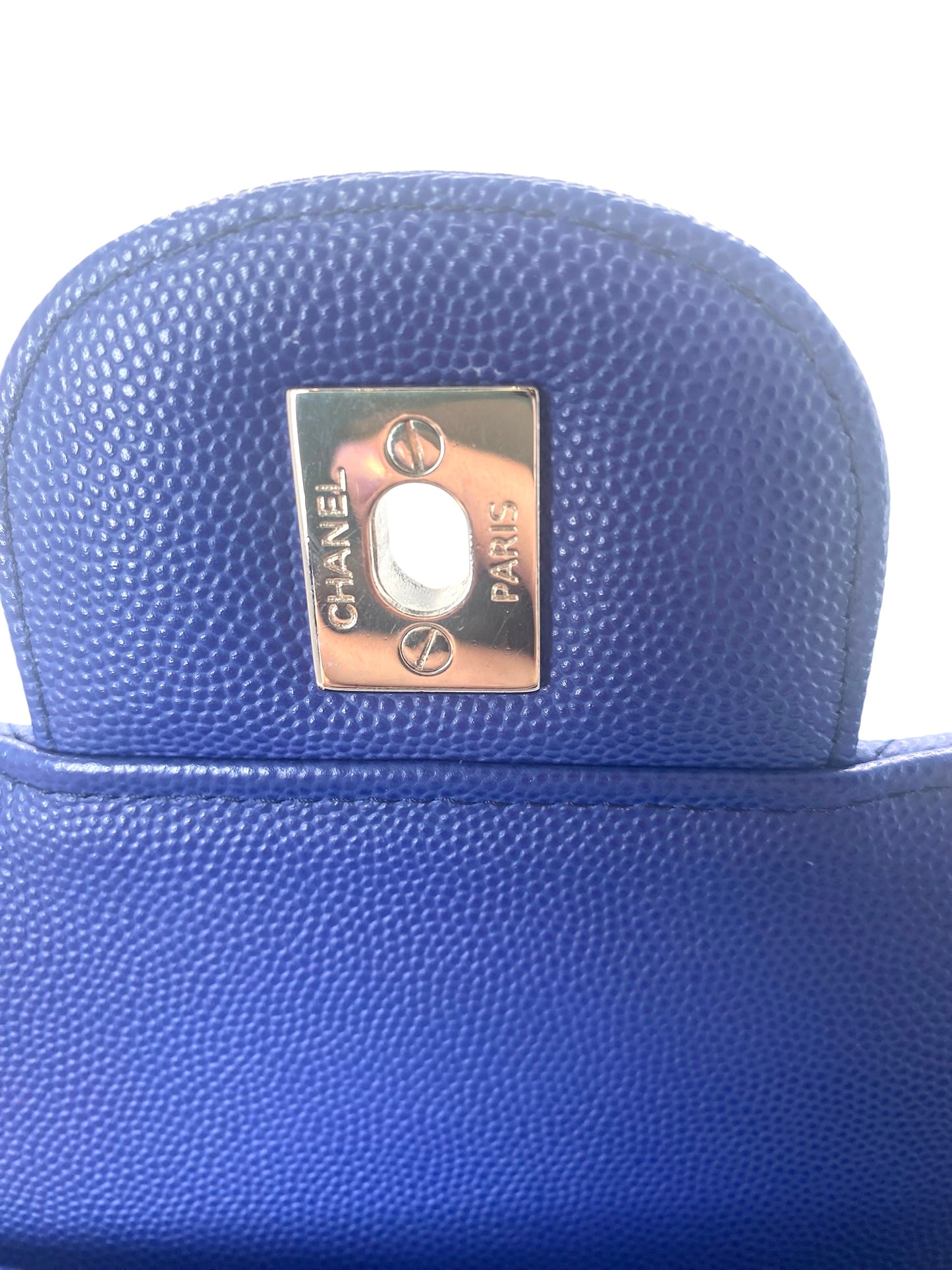 Chanel 2019 Bright Blue Caviar Chevron Quilted Jumbo Double Flap Timeless Classic Bag SHW