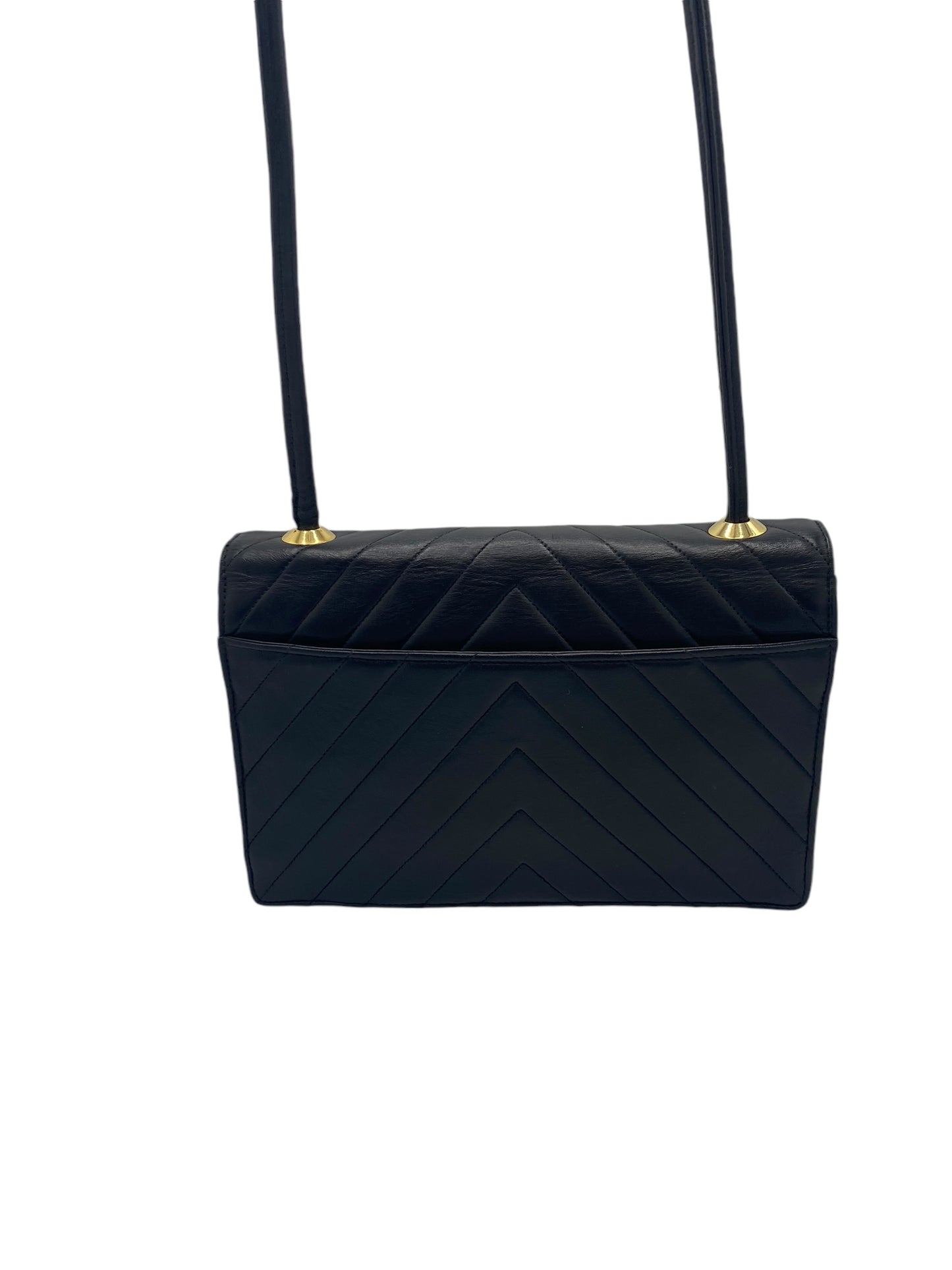 Chanel Vintage 90’s CC Medium Black Chevron Lambskin Crossbody Classic Flap Bag 24K Plated GHW