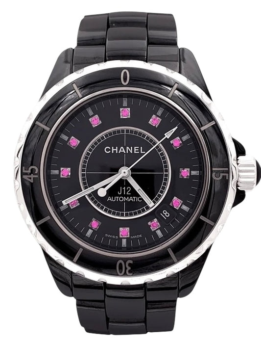 Chanel Black Ceramic Ruby 38mm (Large Bezel) J12 Automatic Watch