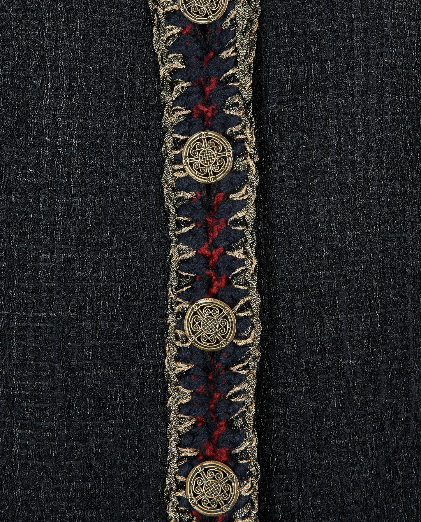 CHANEL ICONIC 10A PARIS-SHANGHAI BLACK TWEED BRAIDED TRIM CUFFS JACKET FR 38