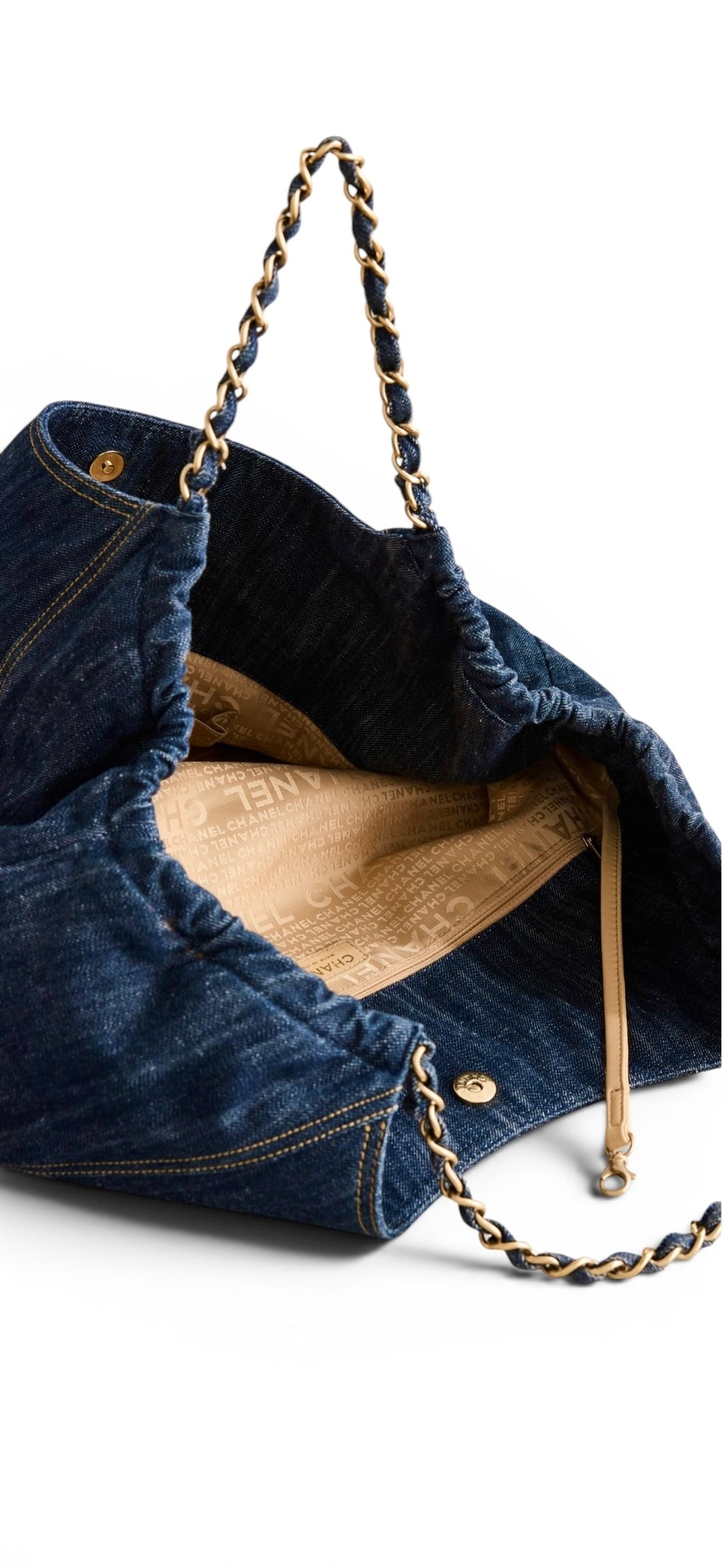 Chanel Blue Denim XL Coco Cabas Timeless Tote Bag with Pochette