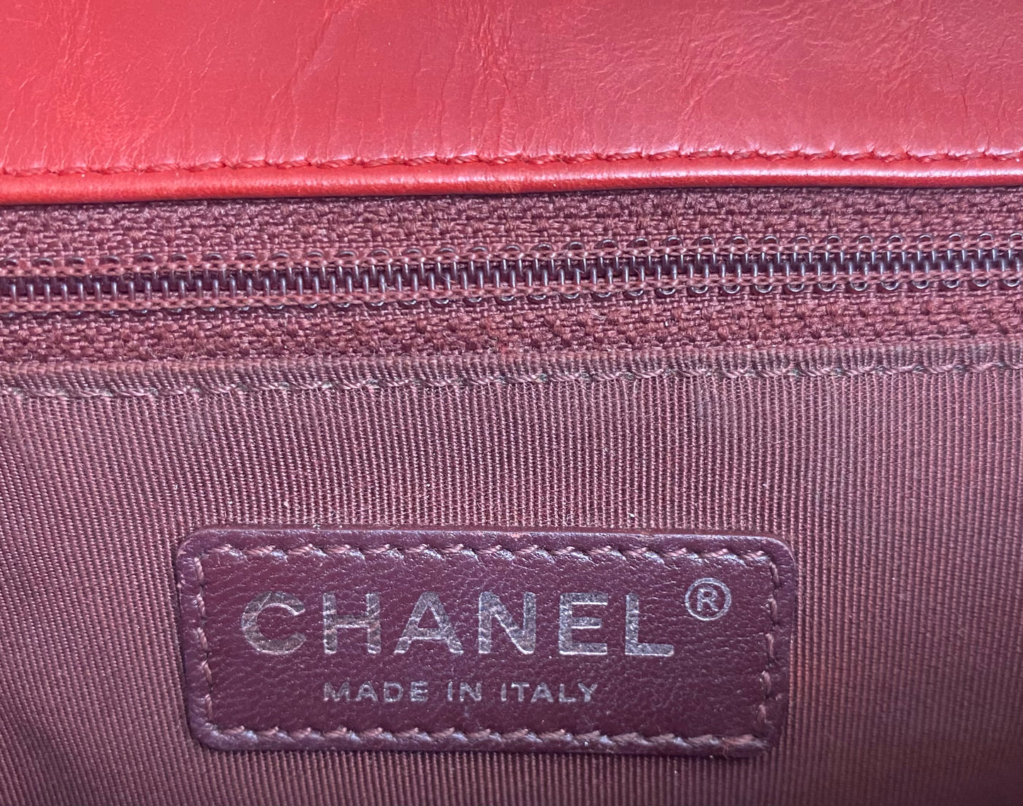 Chanel Red Quilted Glazed Aged Calfskin Leather Medium Coco Boy Flap Bag
