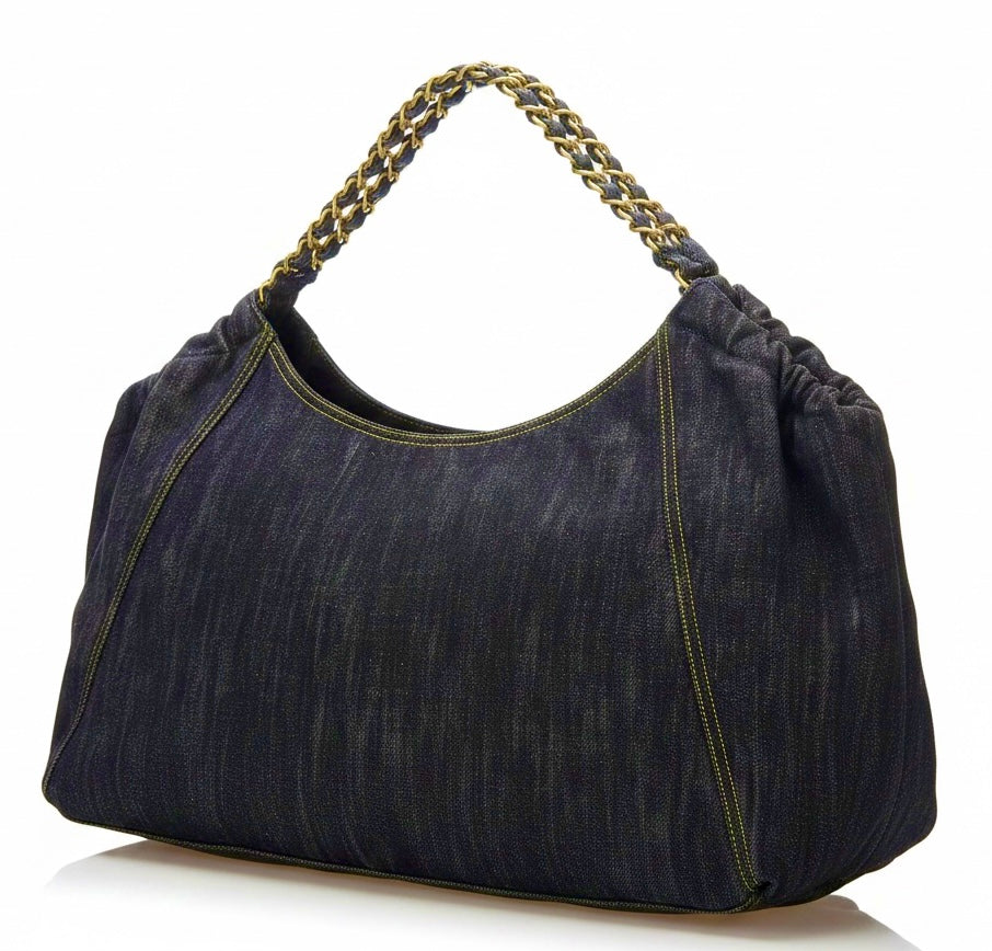 Chanel Blue Denim XL Coco Cabas Timeless Tote Bag with Pochette