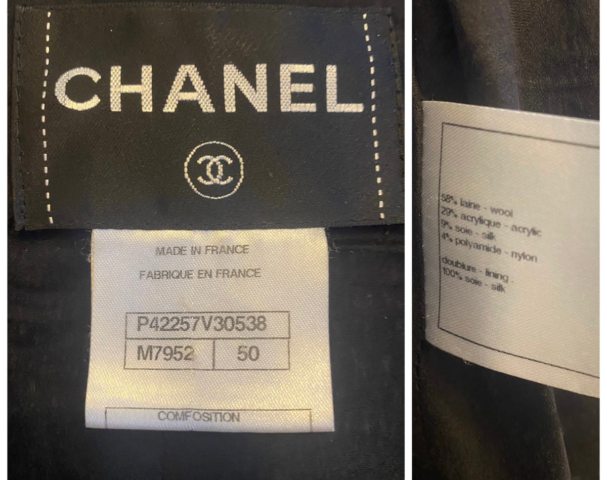 Chanel 11A Classic Black White Tweed Braided Trim Zip Up Jacket FR 50
