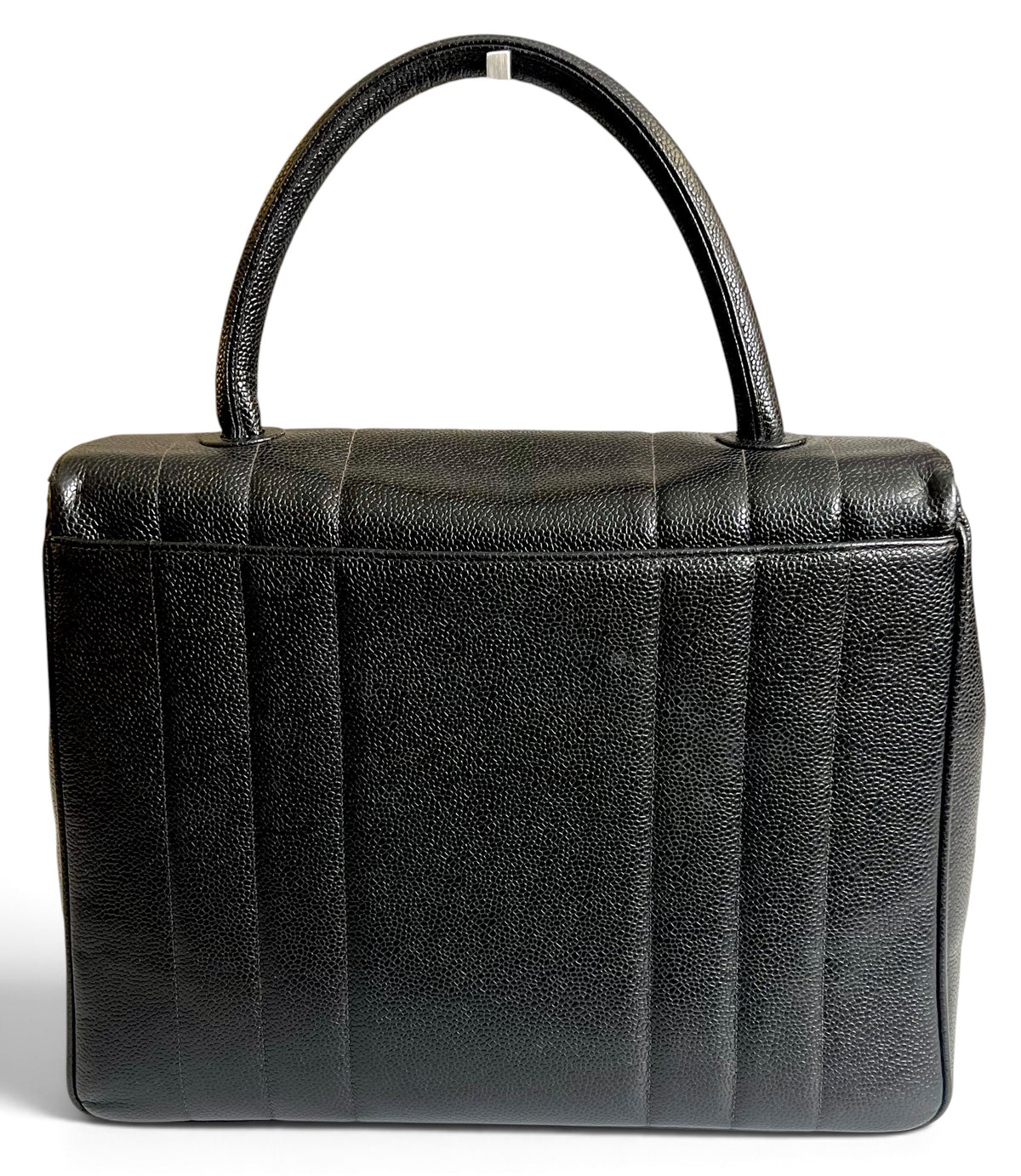 CHANEL VINTAGE 90s BLACK CAVIAR JUMBO KELLY VERTICAL FLAP BAG 24K GHW