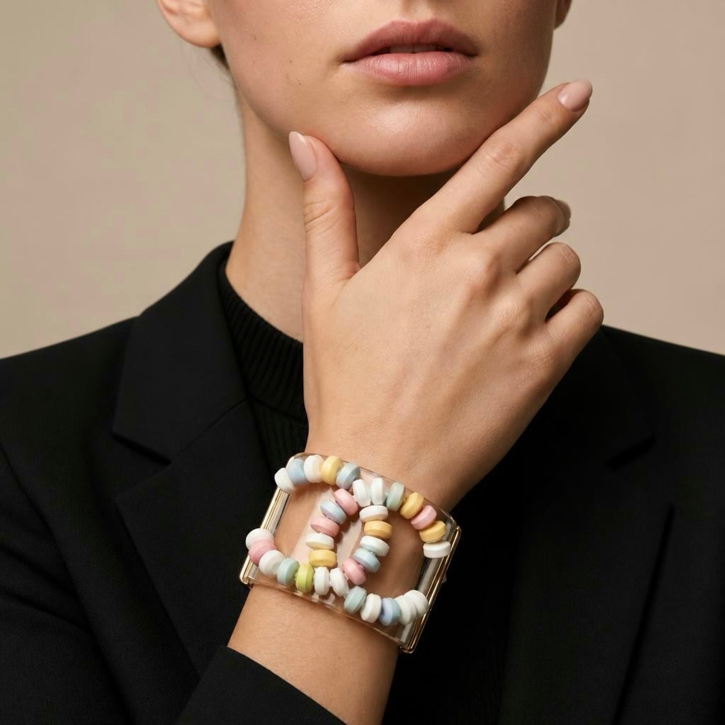 Rare Chanel 14K Supermarket CC Candy Multicolor Statement Bracelet Cuff