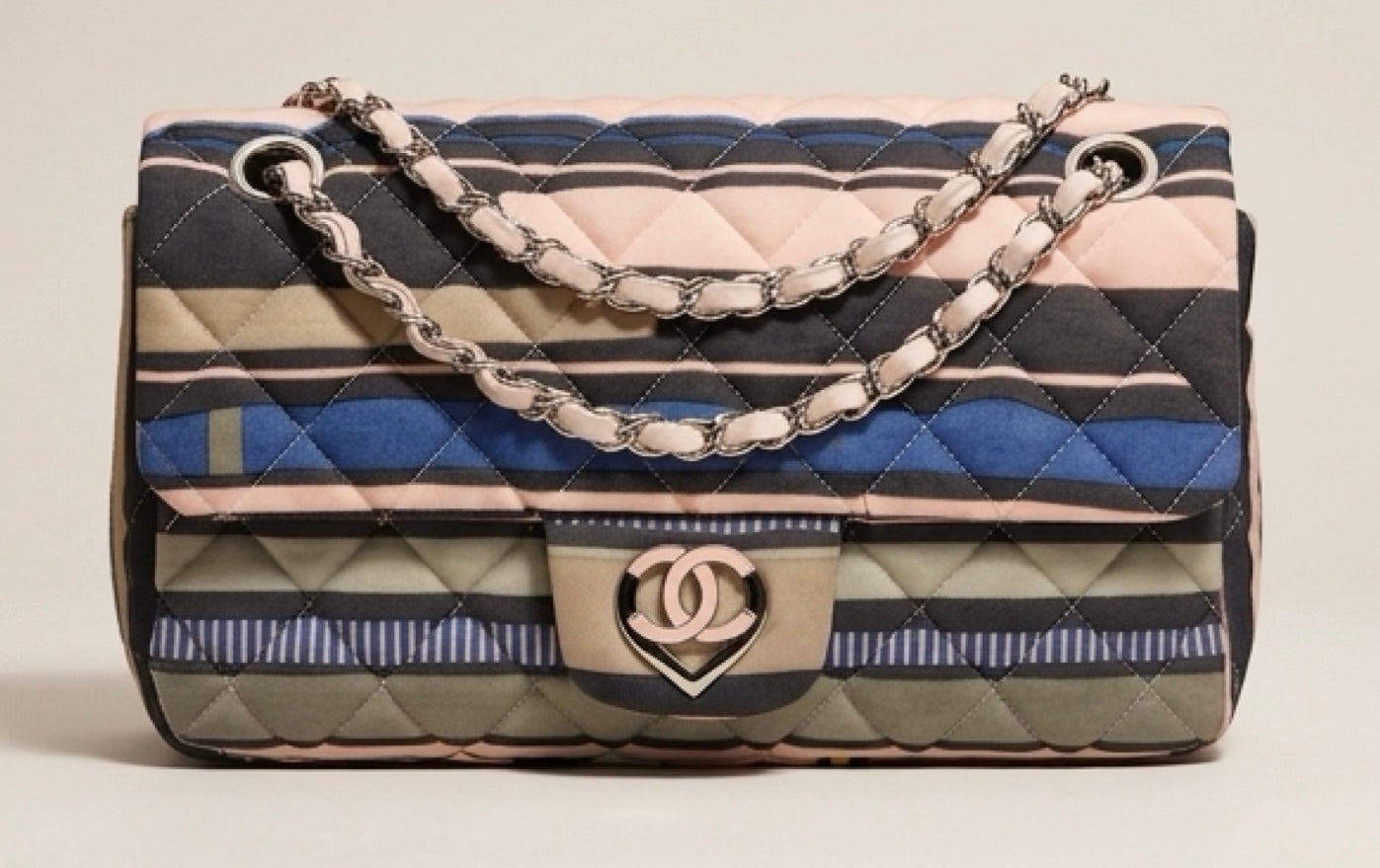 Chanel 09C Ocean Drive Pink Heart Small Classic Single Flap Bag