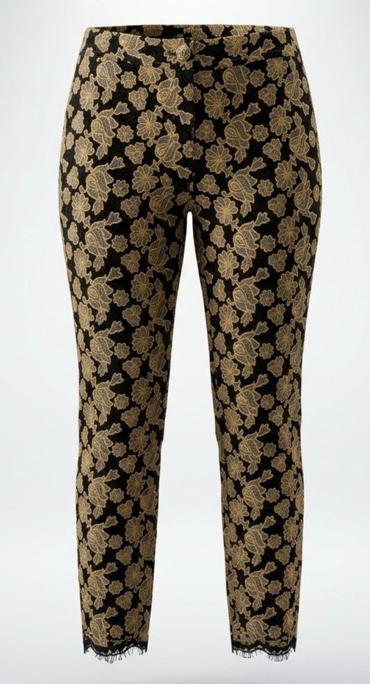 Chanel 16A Paris Rome Caramel Black Lace Dress Pants Trouser FR 44