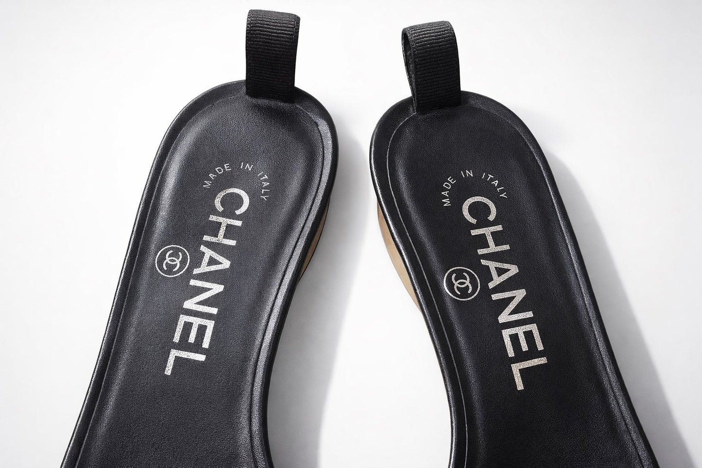 Chanel 19S Sand by the Sea Runway PVC Black Leather Heel Mule Slides EU 37.5C