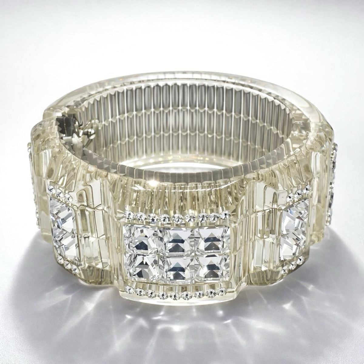 RARE Chanel 15C Paris Dubai FULL Swarovski Crystal Cuff Bracelet