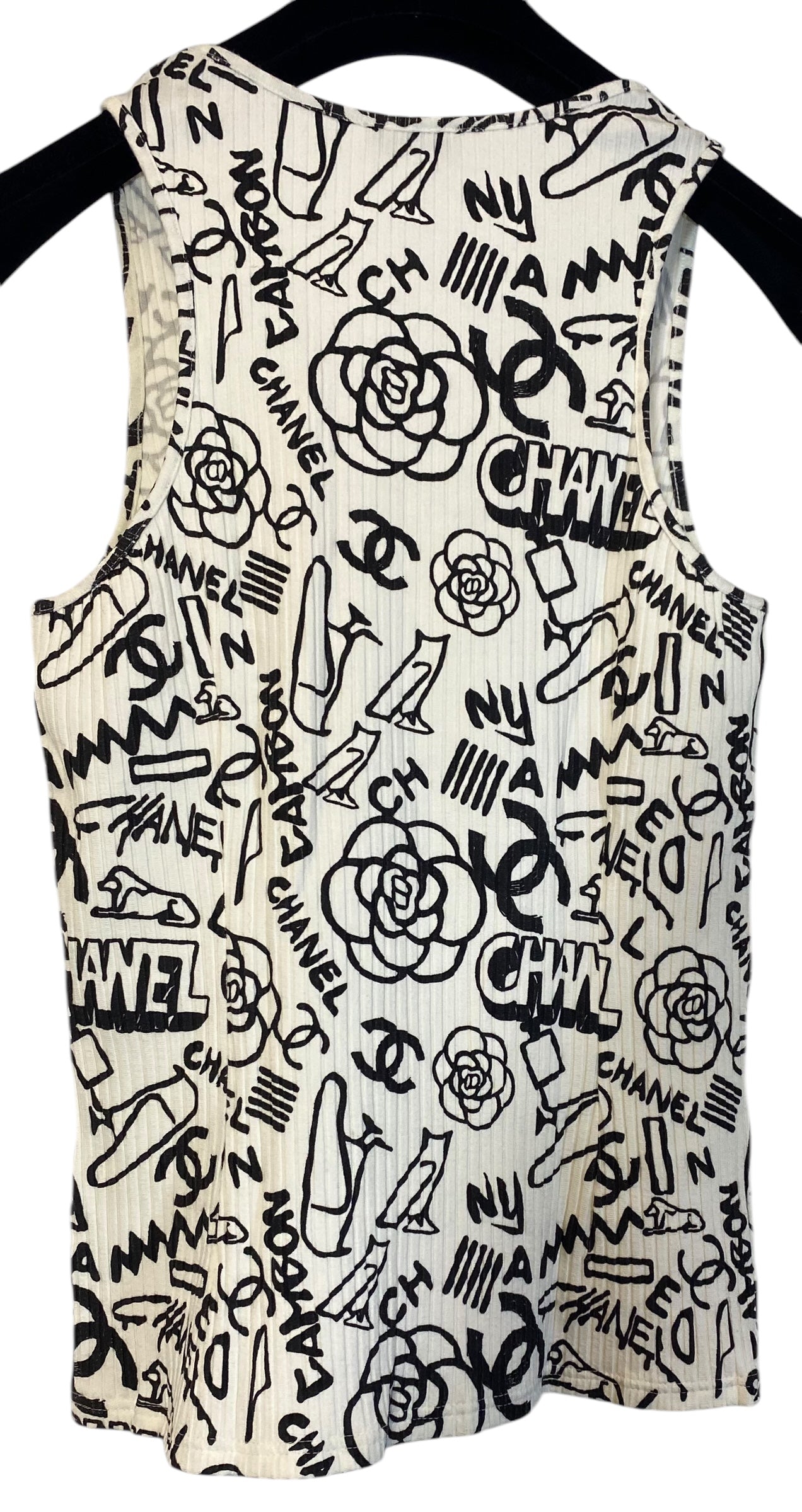 Chanel 19A Paris-New York Egypt Graffiti Tank Top Size FR 36