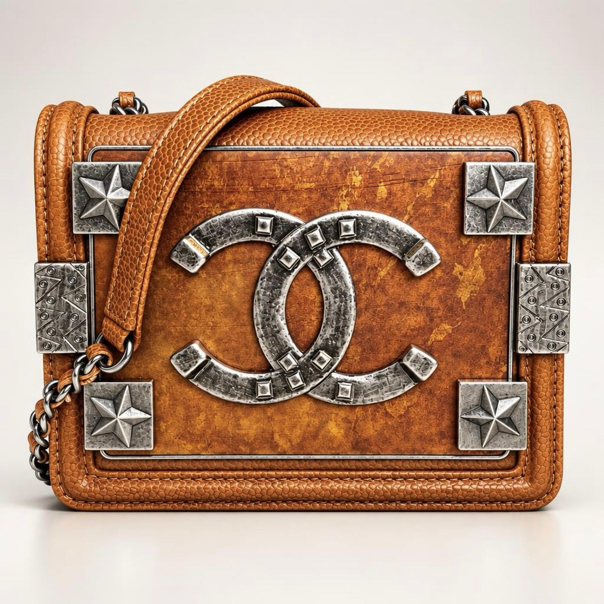 Rare Chanel 14A Paris Dallas Brown Caviar Mini Boy Brick Bag