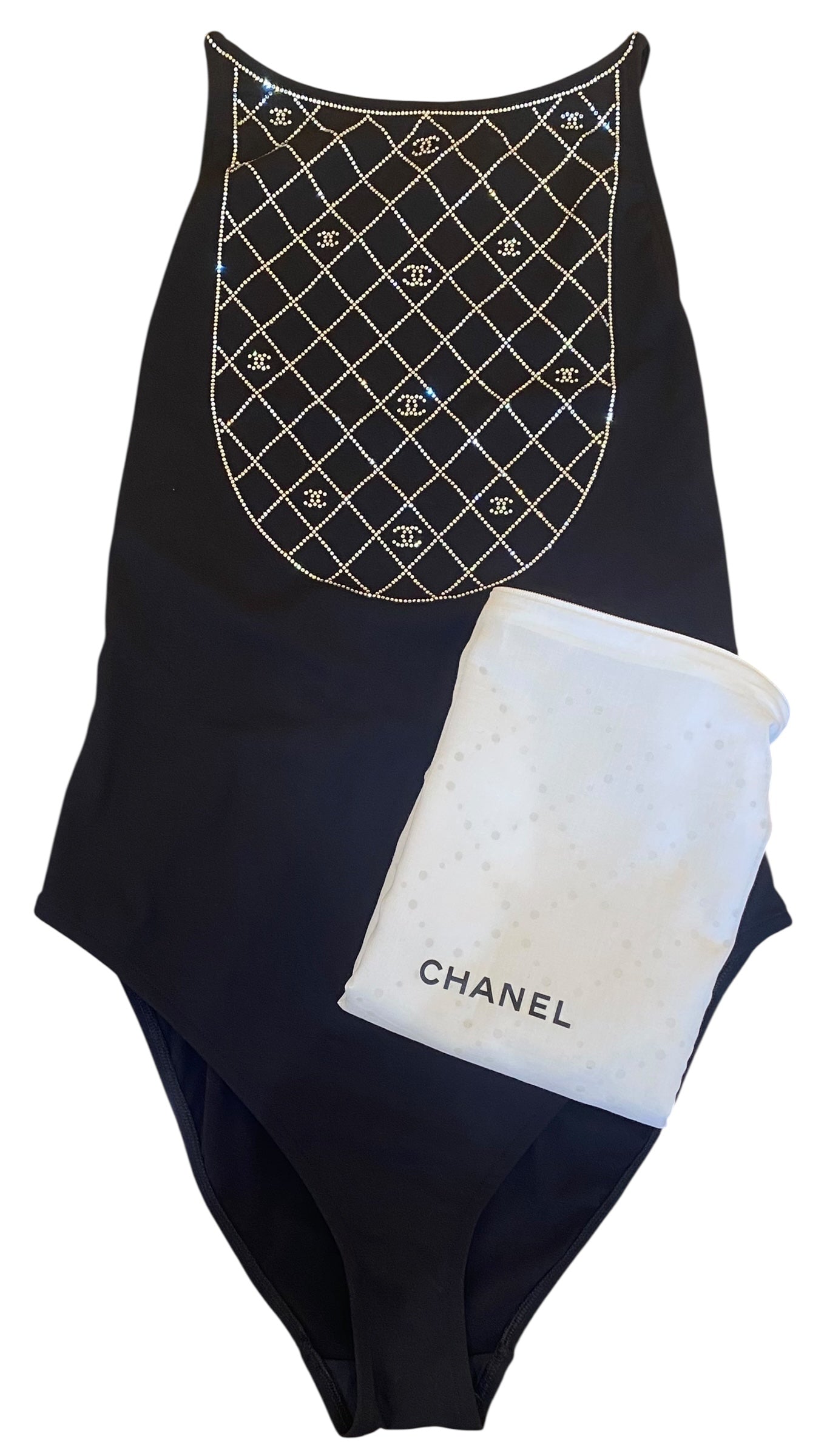 Chanel 23C One Piece Swim Bathing Suit Body Suit FR 38
