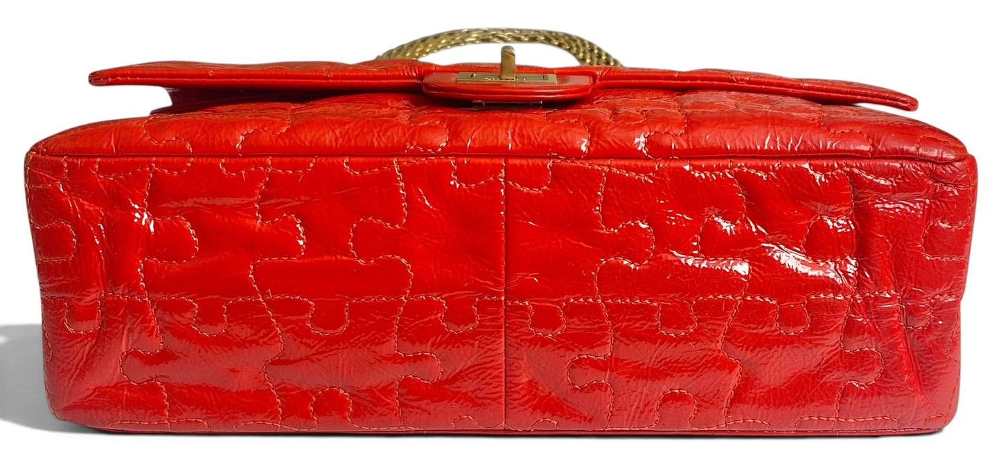 Chanel 226 Medium Puzzle 2.55 Reissue Red Patent Leather Classic Flap Bag GHW