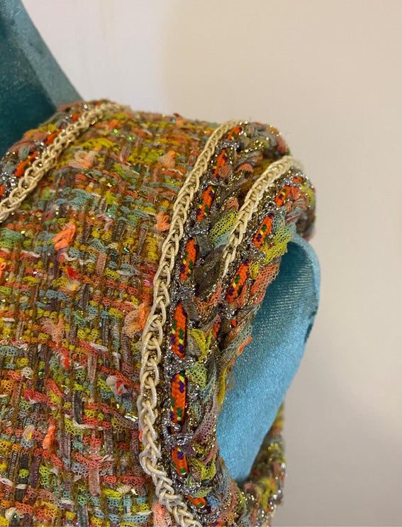 Chanel 14P Multicolor Fantasy Tweed Runway Dress FR 38/40