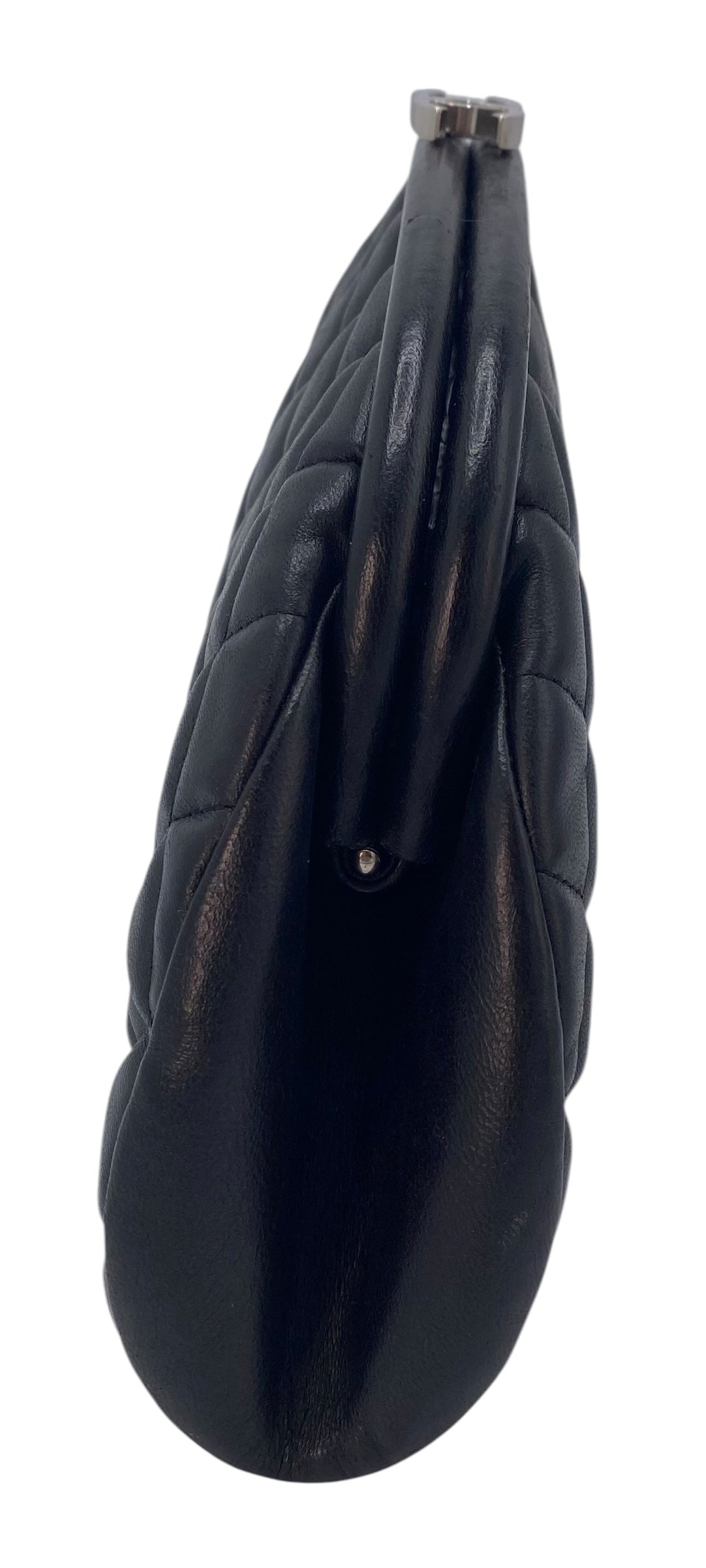 Chanel Black Quilted Lambskin Leather Timeless Classic Clutch Bag