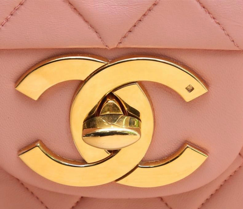 Chanel Vintage 90’s Barbie Pink Lambskin Maxi 24K Gold Hardware