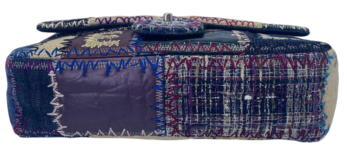 Chanel Multicolor Patchwork Jumbo Classic Single Turn-Lock Flap Bag