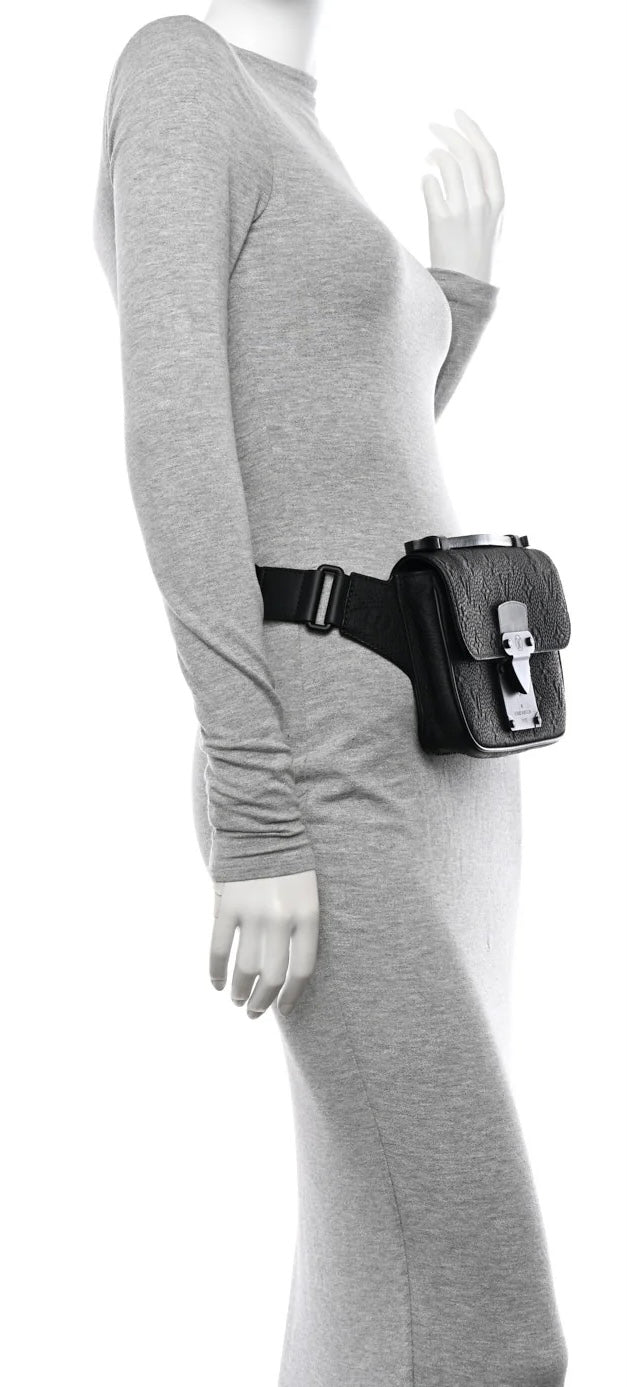 Louis Vuitton Matte Black Taurillon Monogram S Lock Sling Crossbody Waist Bag