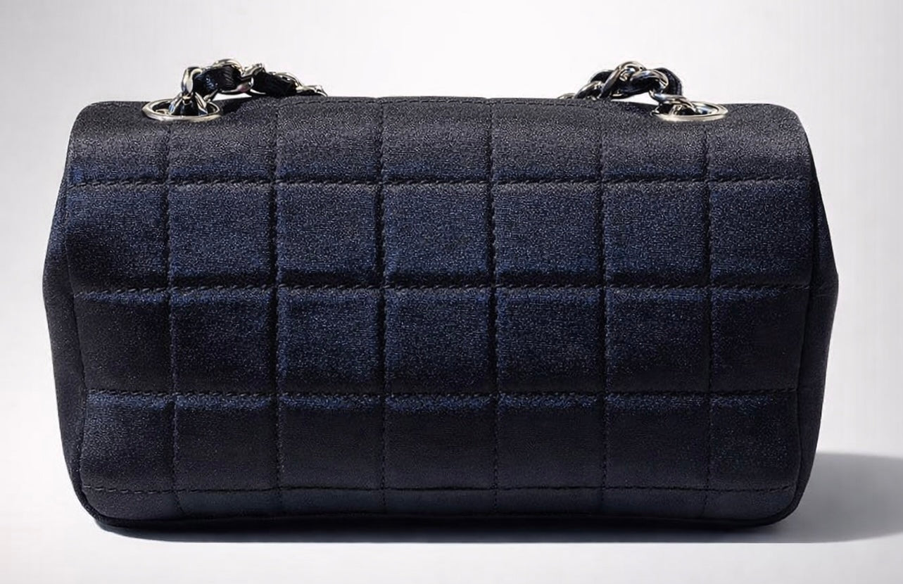 Chanel 04A Black Satin Mini Lipstick Mirror Charm Classic Flap Bag