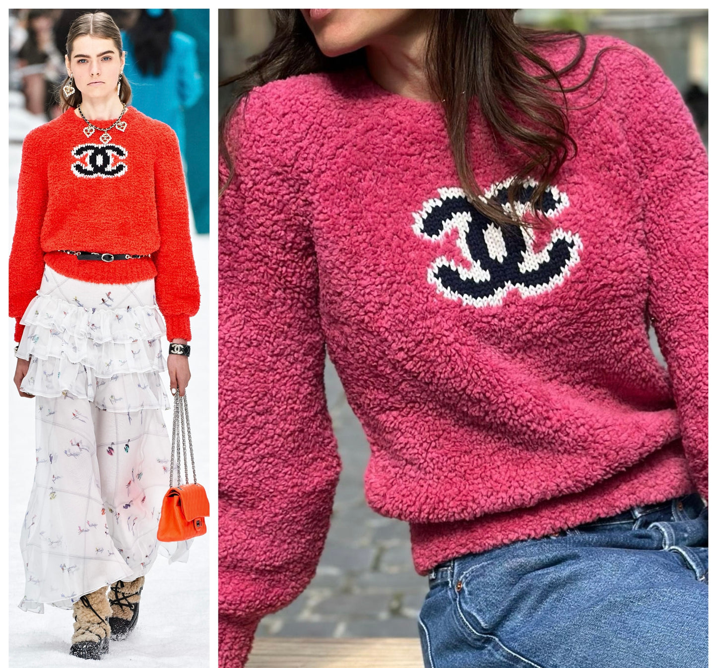 Chanel 19A Pink CC Teddy Sweater Wool Jumper FR 34
