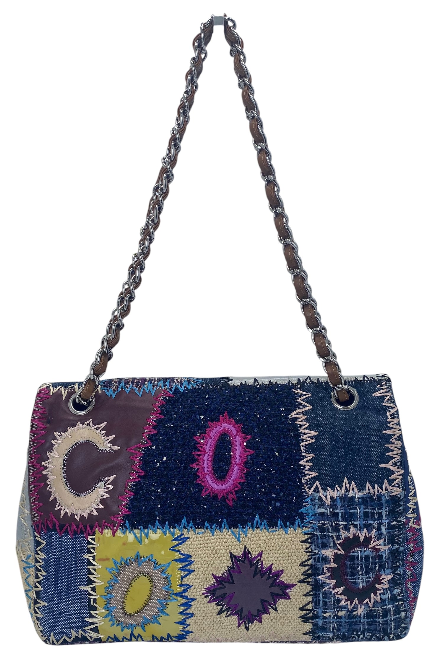 Chanel Multicolor Patchwork Jumbo Classic Single Turn-Lock Flap Bag