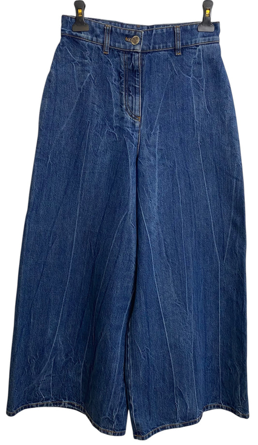 Chanel 19P Sand By The Sea Wide Leg Blue Jeans FR 36