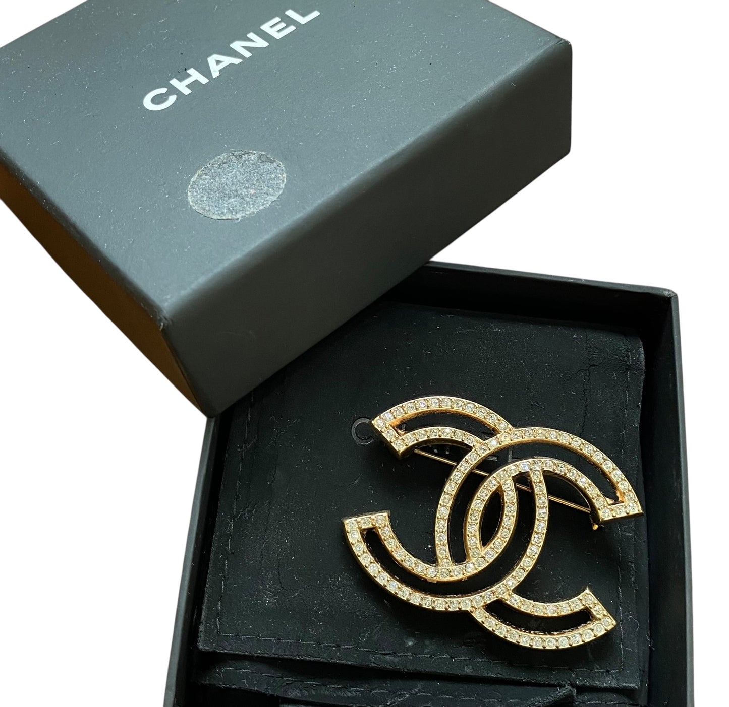Chanel 2017 Crystal Gold CC Brooch