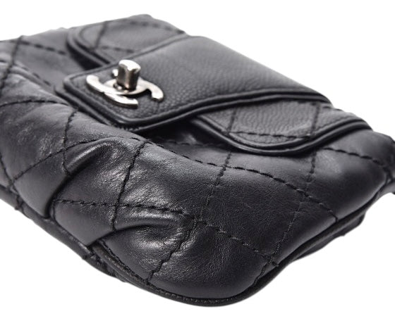Chanel 2014 Paris-Dallas Black Caviar Mini Bubble Graphic Messenger Flap Bag