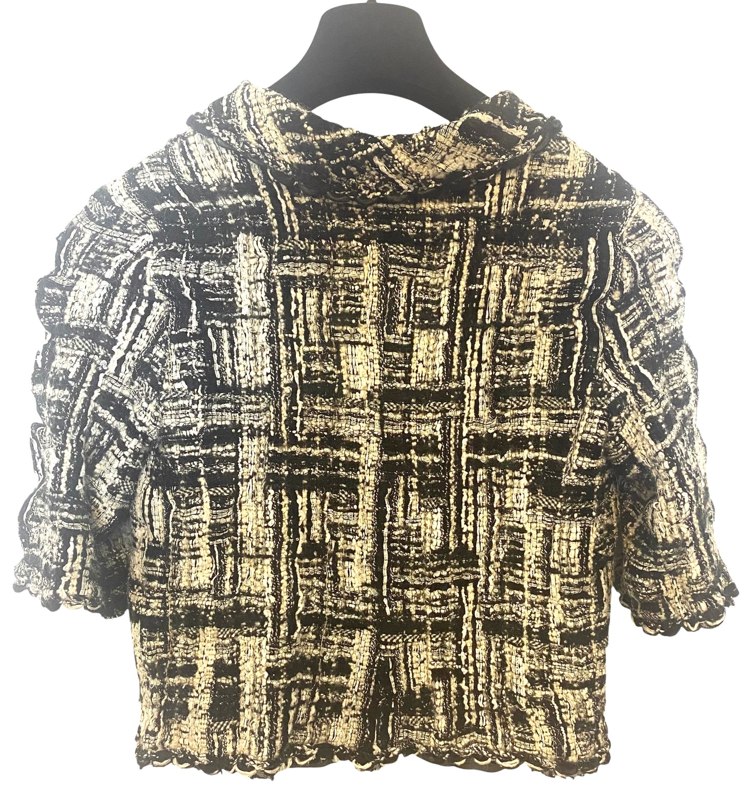 Chanel 07C Runway Fantasy Tweed Black White Short Jacket FR 38/40