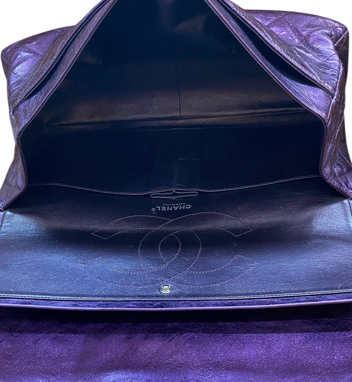 Chanel Metallic Royal Purple Quilted Leather Reissue 2.55 Classic 228 Maxi Flap Bag