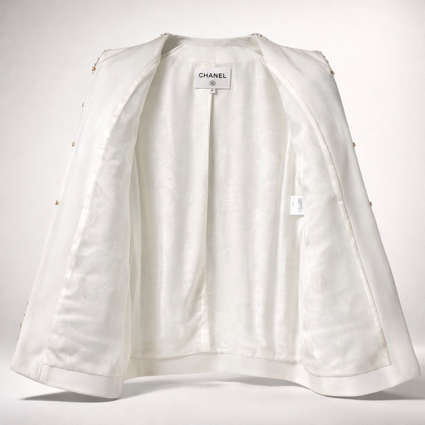 Chanel 22S Runway Sequin CC Logo Black and White Jacket FR 40